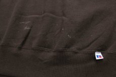 画像5: 90s USA製 RUSSELL ATHLETIC ラッセル ロゴ刺繍 ペンキ飛び 前V スウェット 焦げ茶 L (5)
