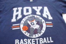 画像3: 90s USA製 HOYA BASKETBALL ブルドッグ マスコット ひび割れプリント スウェット 薄紺 XL (3)
