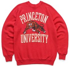 画像1: 90s USA製 PRINCETON UNIVERSITY タイガー スウェット 赤 XL (1)