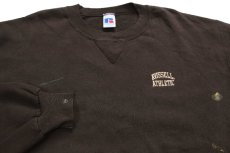 画像3: 90s USA製 RUSSELL ATHLETIC ラッセル ロゴ刺繍 ペンキ飛び 前V スウェット 焦げ茶 L (3)