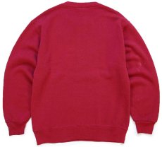画像2: 90s USA製 RUSSELLラッセル NFL WASHINGTON REDSKINS インディアンヘッド ひび割れプリント 前V スウェット バーガンディ M (2)
