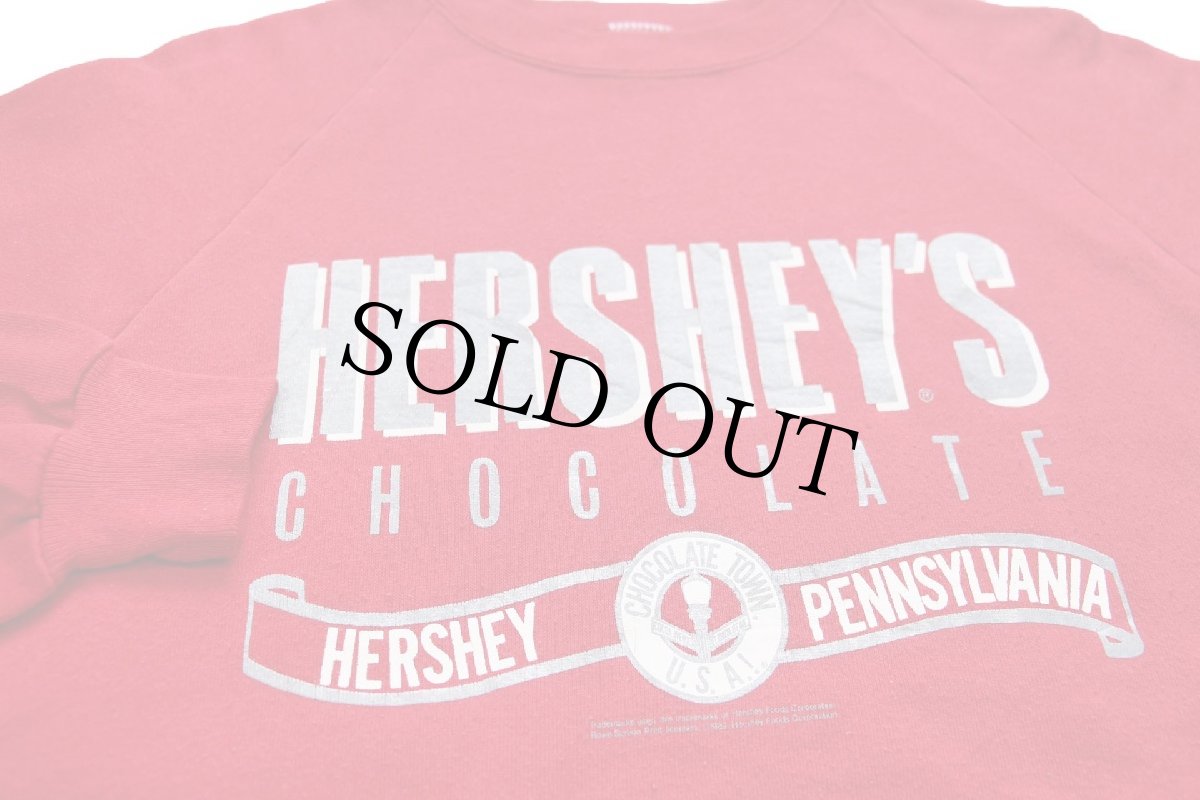画像3: 80s USA製 HERSHEY'Sハーシーズ チョコレート ロゴ CHOCOLATE TOWN PENNSYLVANIA スウェット 赤 L★RUSSELLラッセル (3)