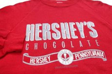 画像3: 80s USA製 HERSHEY'Sハーシーズ チョコレート ロゴ CHOCOLATE TOWN PENNSYLVANIA スウェット 赤 L★RUSSELLラッセル (3)