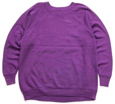 画像2: 80s USA製 BALDWINSVILLE theatre guild ツーフェイス ひび割れプリント ペンキ飛び スウェット 紫 XL (2)