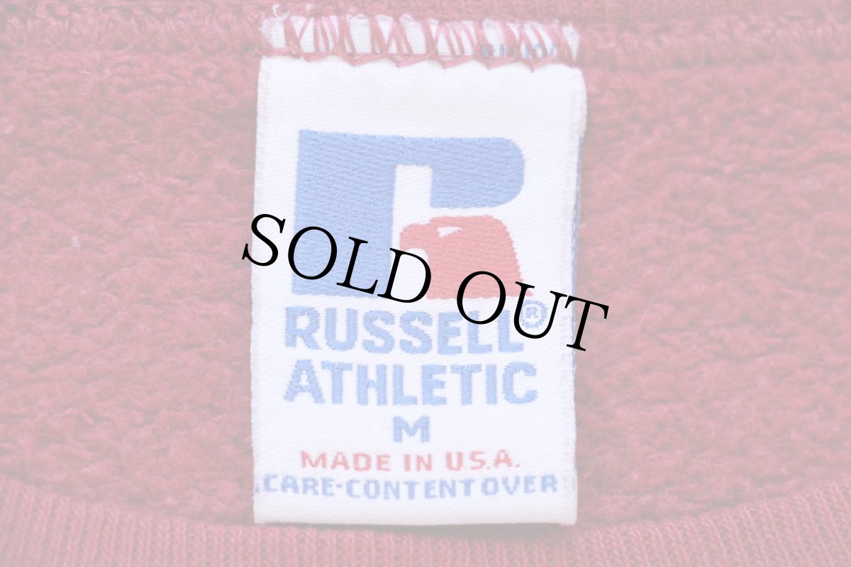 画像5: 90s USA製 RUSSELLラッセル NFL WASHINGTON REDSKINS インディアンヘッド ひび割れプリント 前V スウェット バーガンディ M (5)