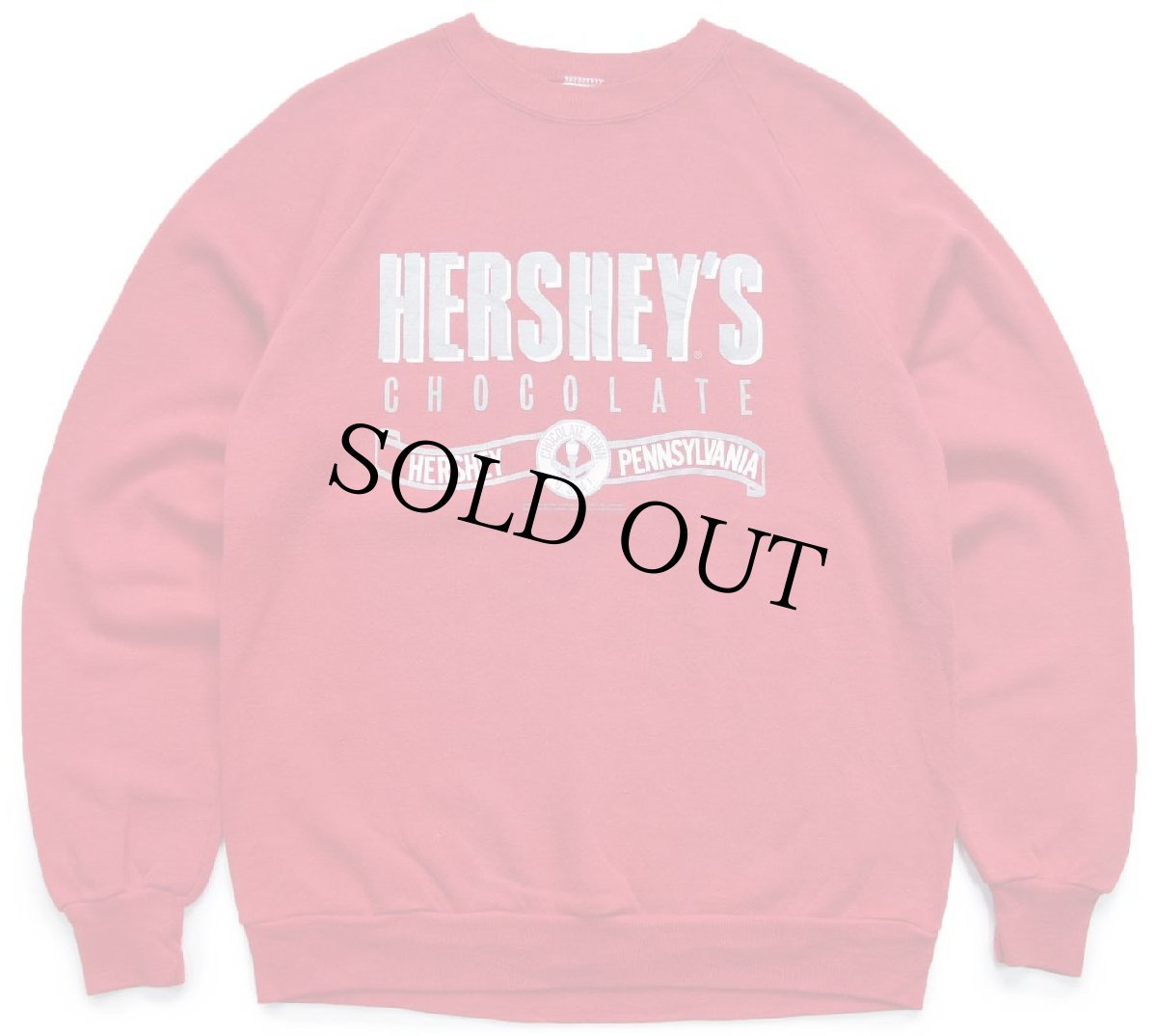 画像1: 80s USA製 HERSHEY'Sハーシーズ チョコレート ロゴ CHOCOLATE TOWN PENNSYLVANIA スウェット 赤 L★RUSSELLラッセル (1)