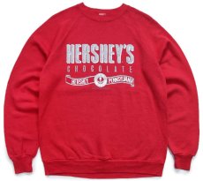 画像1: 80s USA製 HERSHEY'Sハーシーズ チョコレート ロゴ CHOCOLATE TOWN PENNSYLVANIA スウェット 赤 L★RUSSELLラッセル (1)
