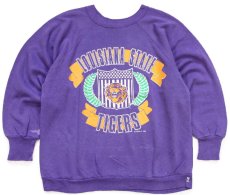 画像1: 80s USA製 LOGO7 LOUISIANA STATE TIGERS タイガー スウェット 薄紫 L (1)