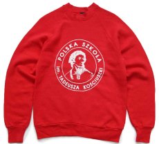 画像1: 90s USA製 POLSKA SZKOLA TADEUSZA KOSCIUSZKI スウェット 赤 M★偉人 (1)