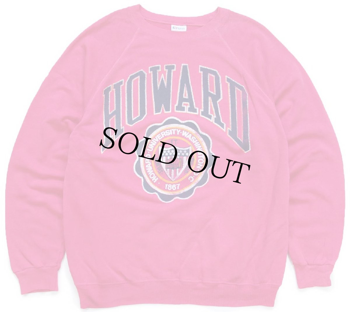 画像1: 80s Hanes HOWARD UNIVERSITY ひび割れプリント スウェット ピンク XL (1)
