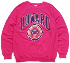 画像1: 80s Hanes HOWARD UNIVERSITY ひび割れプリント スウェット ピンク XL (1)