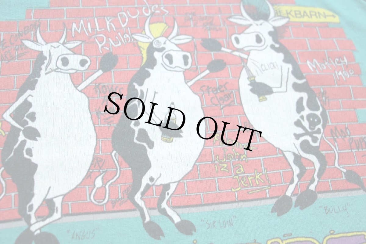 画像4: 80s MILK DUDES 牛 イラスト スウェット グリーン L (4)