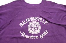 画像3: 80s USA製 BALDWINSVILLE theatre guild ツーフェイス ひび割れプリント ペンキ飛び スウェット 紫 XL (3)