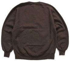 画像2: 90s USA製 RUSSELL ATHLETIC ラッセル ロゴ刺繍 ペンキ飛び 前V スウェット 焦げ茶 L (2)