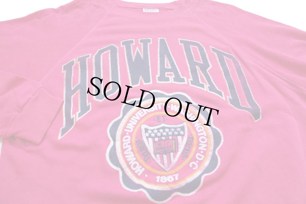 画像3: 80s Hanes HOWARD UNIVERSITY ひび割れプリント スウェット ピンク XL (3)