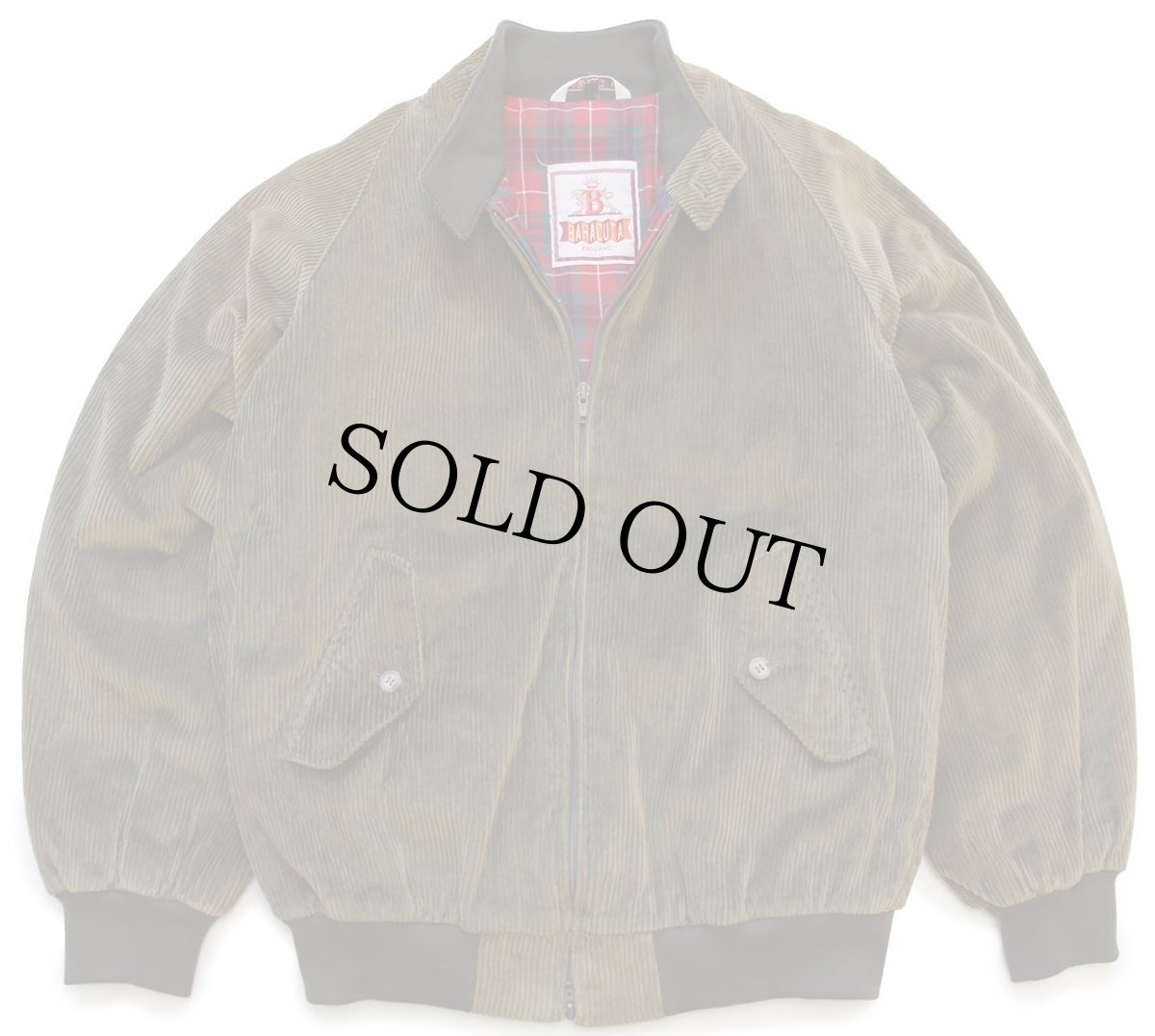 画像1: 90s 英国製 BARACUTAバラクータ brisbane moss G9 タータンチェック キルティングライナー 太畝コーデュロイ ハリントンジャケット 38 (1)