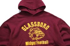 画像3: 90s RUSSELLラッセル GLASSBORO Midget Football ブルドッグ マスコット スウェットパーカー バーガンディ L★フーディー (3)