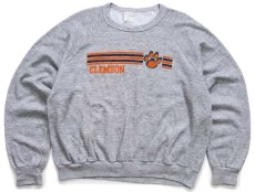 画像1: 80s USA製 Chalk Line CLEMSON 足型 ショート丈 スウェット 杢グレー XL (1)