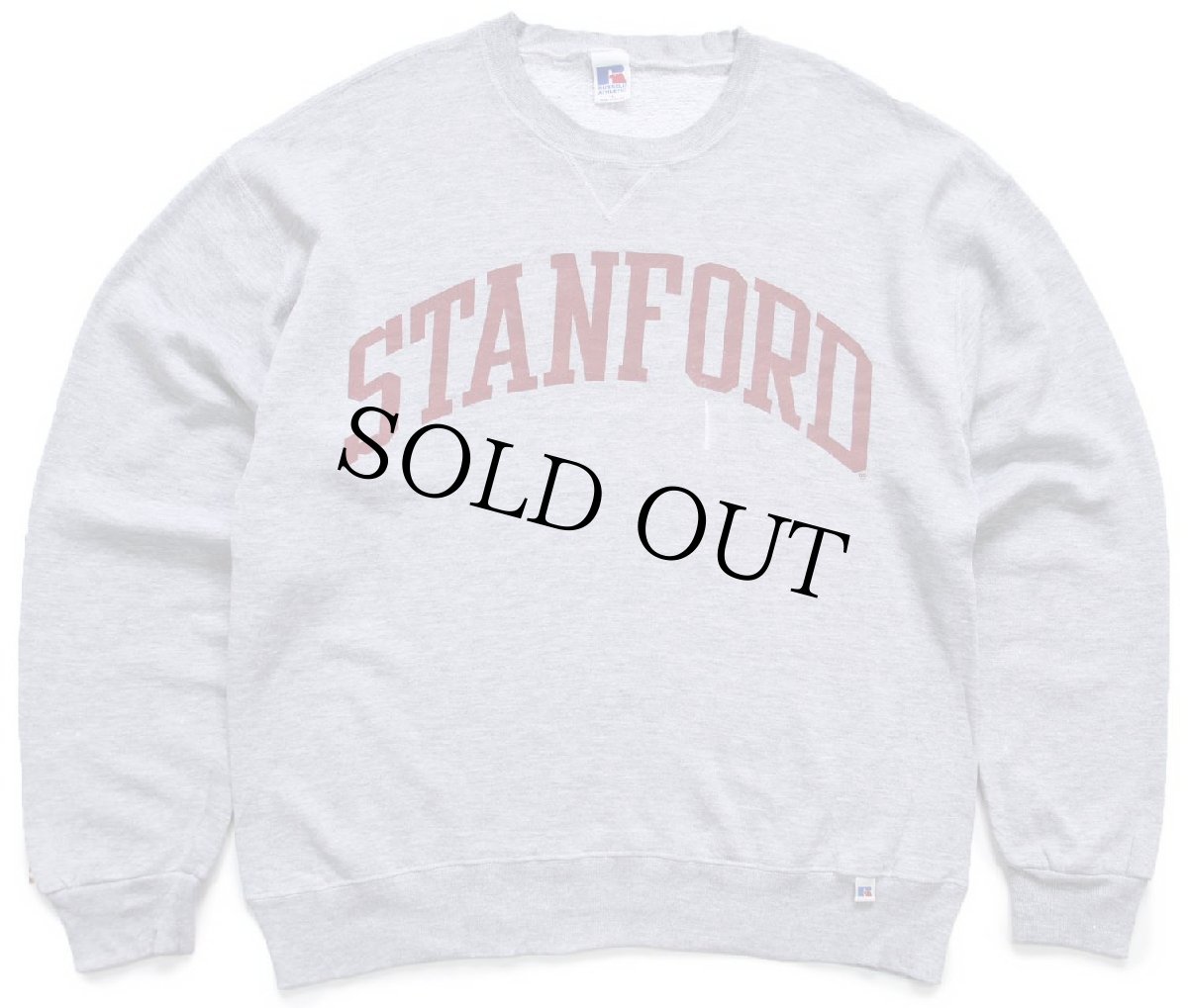 画像1: 90s メキシコ製 RUSSELLラッセル STANFORD ペンキ飛び 前V スウェット 杢グレー L (1)