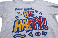 画像3: 90s USA製 DON'T WORRY, BE HAPPY! メッセージ スウェット 杢グレー L (3)