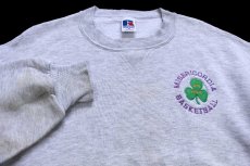 画像3: 90s USA製 RUSSELLラッセル MISERICORDIA BASKETBALL クローバー 刺繍 前V スウェット 杢ライトグレー M (3)