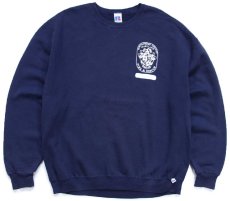 画像1: 90s メキシコ製 RUSSELLラッセル MONTGOMERY COUNTY MARYLAND FIRE&RESCUE DFRS 両面プリント 前V スウェット 紺 XXL★特大 (1)