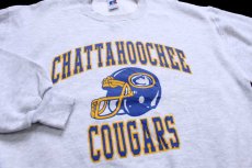 画像3: 90s USA製 RUSSELLラッセル CHATTAHOOCHEE COUGARS アメフト 前V スウェット 杢ライトグレー L (3)