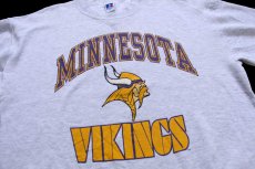 画像3: 90s USA製 RUSSELLラッセル NFL MINNESOTA VIKINGS 前V スウェット 杢ライトグレー XL (3)