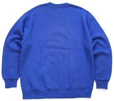 画像2: 90s USA製 RUSSELLラッセル CWRU CASE RESERVE ナイト ひび割れプリント 前V スウェット 青 L (2)