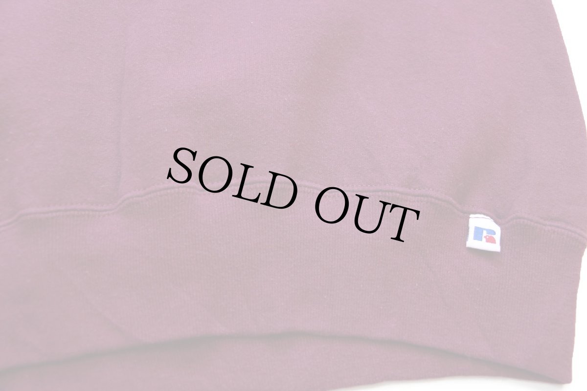 画像5: 90s メキシコ製 RUSSELLラッセル CHOTEAU BULLDOGS ブルドッグ マスコット刺繍 前V スウェット バーガンディ L (5)