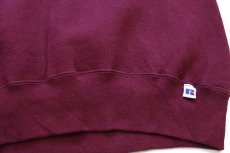 画像5: 90s メキシコ製 RUSSELLラッセル CHOTEAU BULLDOGS ブルドッグ マスコット刺繍 前V スウェット バーガンディ L (5)