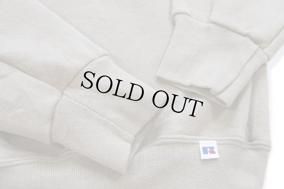 画像6: 90s メキシコ製 RUSSELLラッセル 無地 ハイネック ハーフジップ スウェット グレーベージュ M★ブランク (6)