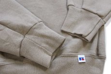 画像6: 90s メキシコ製 RUSSELLラッセル 無地 ハイネック ハーフジップ スウェット グレーベージュ M★ブランク (6)