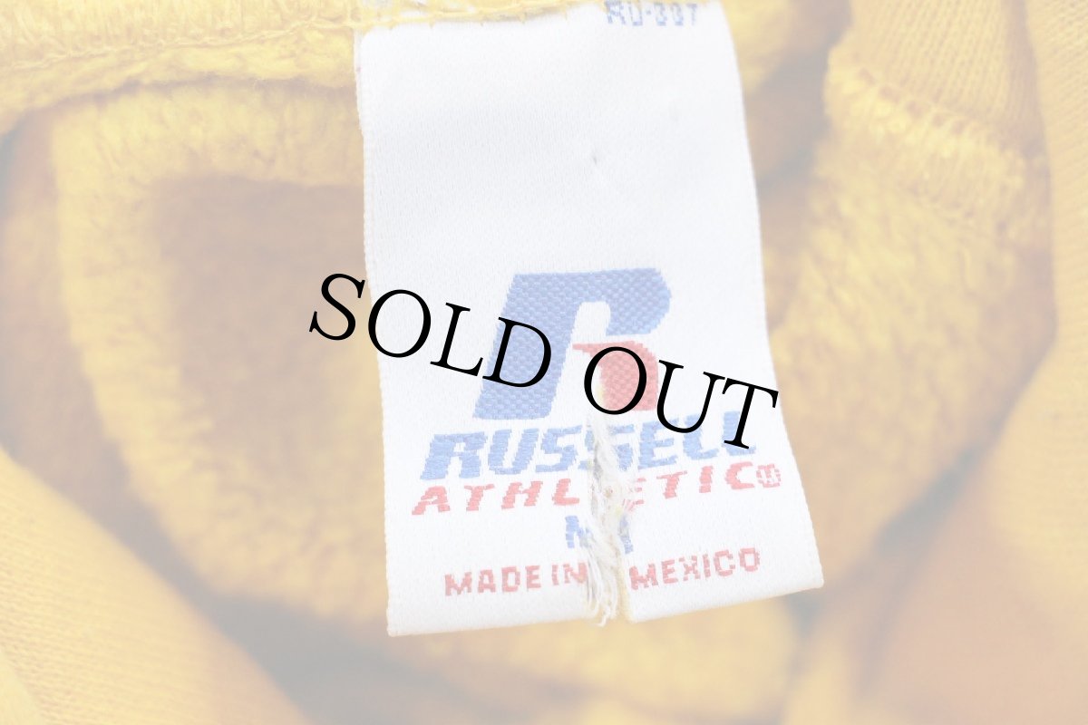 画像4: 00s メキシコ製 RUSSELLラッセル 無地 スウェットパーカー 黄 M★フーディー ブランク (4)