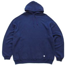 画像1: 90s メキシコ製 RUSSELLラッセル 無地 スウェットパーカー 紺 XL★A フーディー ブランク (1)