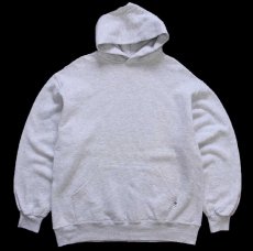 画像1: 90s USA製 RUSSELLラッセル 無地 スウェットパーカー 杢ライトグレー L★フーディー ブランク (1)