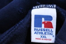 画像4: 90s メキシコ製 RUSSELLラッセル 無地 ハーフジップ カスタム スウェットパーカー 紺 XXL★特大 フーディー ブランク (4)