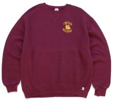 画像1: 90s メキシコ製 RUSSELLラッセル CHOTEAU BULLDOGS ブルドッグ マスコット刺繍 前V スウェット バーガンディ L (1)
