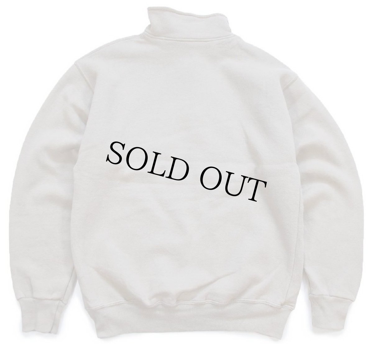 画像2: 90s メキシコ製 RUSSELLラッセル 無地 ハイネック ハーフジップ スウェット グレーベージュ M★ブランク (2)