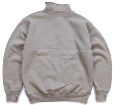 画像2: 90s メキシコ製 RUSSELLラッセル 無地 ハイネック ハーフジップ スウェット グレーベージュ M★ブランク (2)