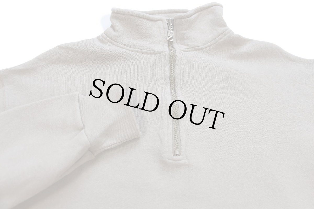 画像3: 90s メキシコ製 RUSSELLラッセル 無地 ハイネック ハーフジップ スウェット グレーベージュ M★ブランク (3)