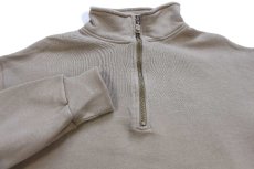 画像3: 90s メキシコ製 RUSSELLラッセル 無地 ハイネック ハーフジップ スウェット グレーベージュ M★ブランク (3)