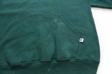 画像6: 90s USA製 RUSSELLラッセル 無地 ペンキ飛び スウェットパーカー 緑 M★フーディー ブランク (6)