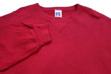 画像3: 90s メキシコ製 RUSSELLラッセル 無地 前V スウェット 濃赤 M★ブランク (3)