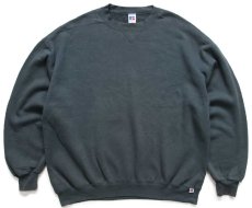 画像1: 90s USA製 RUSSELLラッセル 無地 前V スウェット グリーングレー XXL★特大 ブランク (1)