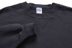 画像3: 90s USA製 RUSSELLラッセル 無地 前V スウェット 黒 フェード XL★ブランク (3)