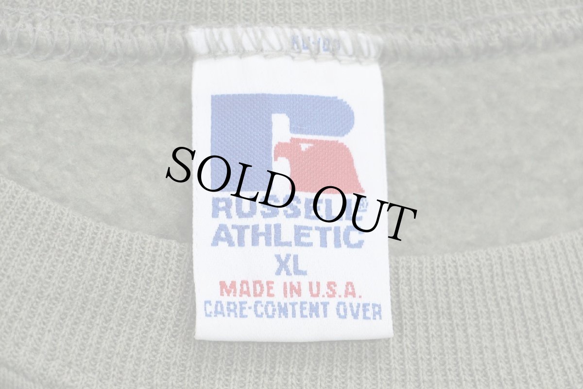 画像4: 90s USA製 RUSSELLラッセル 無地 前V スウェット 薄緑 XL★ブランク (4)