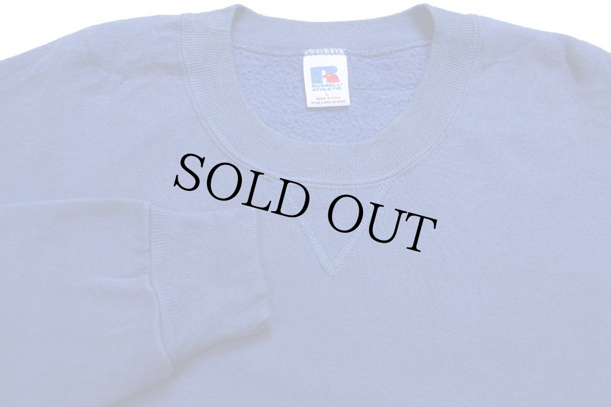 画像3: 80s USA製 RUSSELLラッセル 無地 前V スウェット 青 L★ブランク (3)