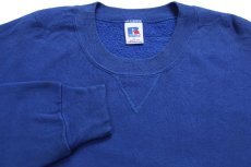 画像3: 80s USA製 RUSSELLラッセル 無地 前V スウェット 青 L★ブランク (3)