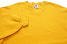 画像3: 90s USA製 RUSSELLラッセル 無地 前V スウェット 濃黄 L★ブランク (3)